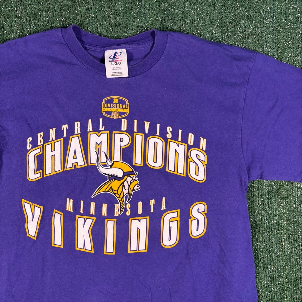 Logo Athletic T-Shirt Mens Large Purple Excellent Vikings Champions Graphic